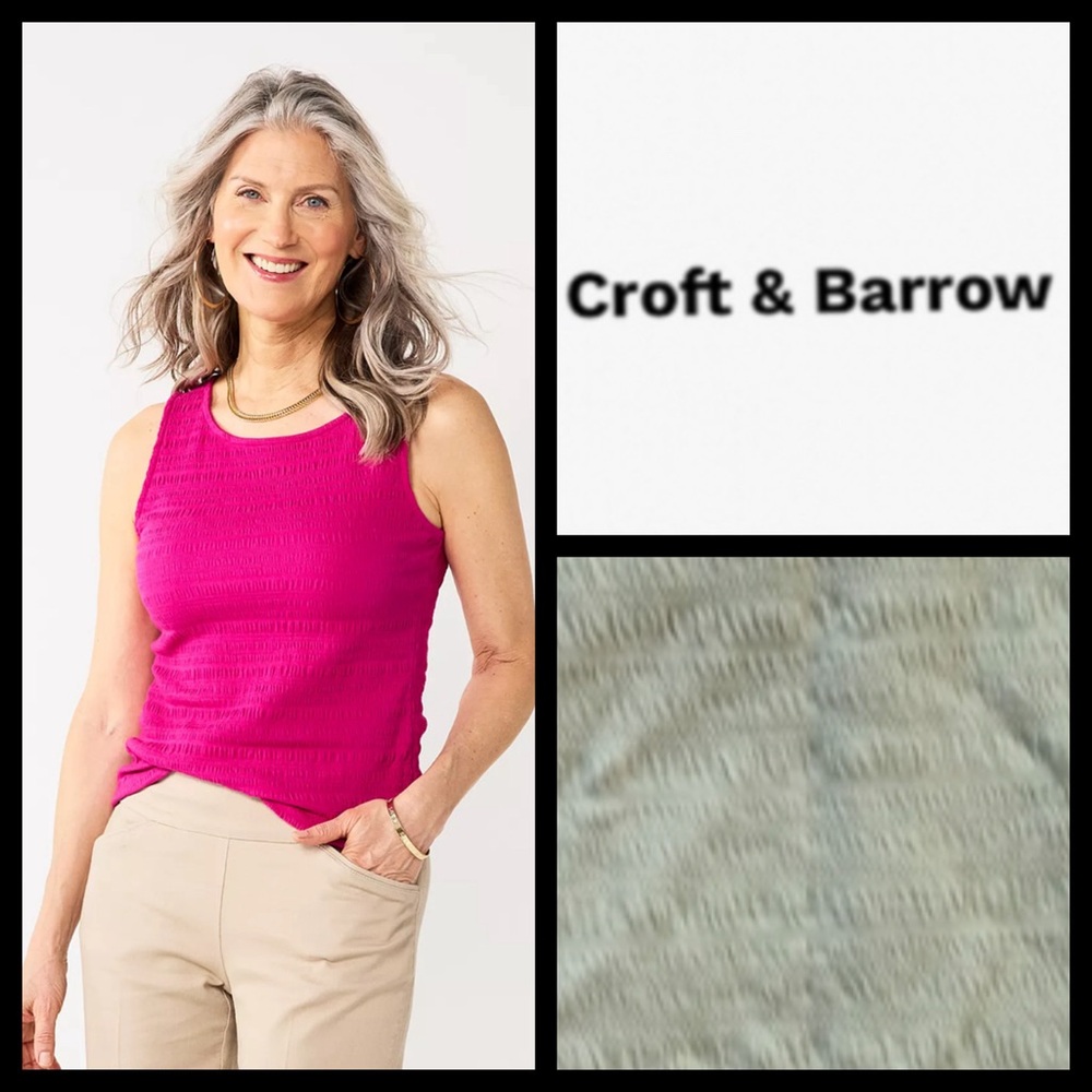 NWT Croft & Barrow Sage Smocked Tank Top